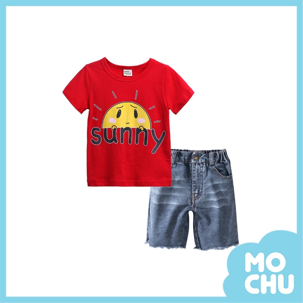 害羞太陽牛仔短褲套裝(兩色)