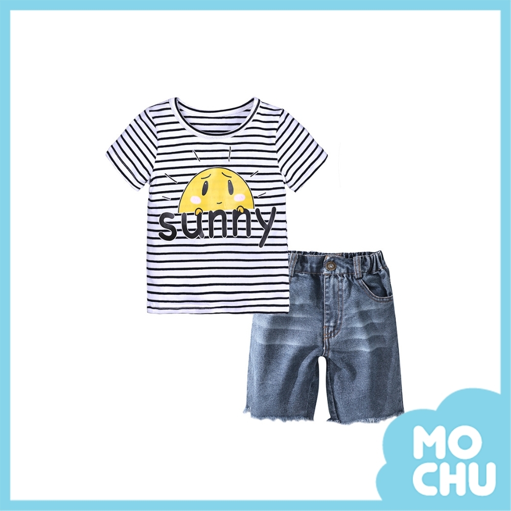 害羞太陽牛仔短褲套裝(兩色)
