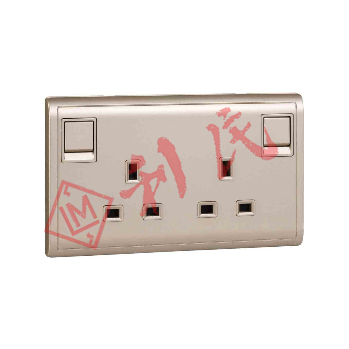 施耐德 PIENO豐尚 13A兩位插座連開關掣 (白/薰衣草銀/沉醉金/寫意黑)