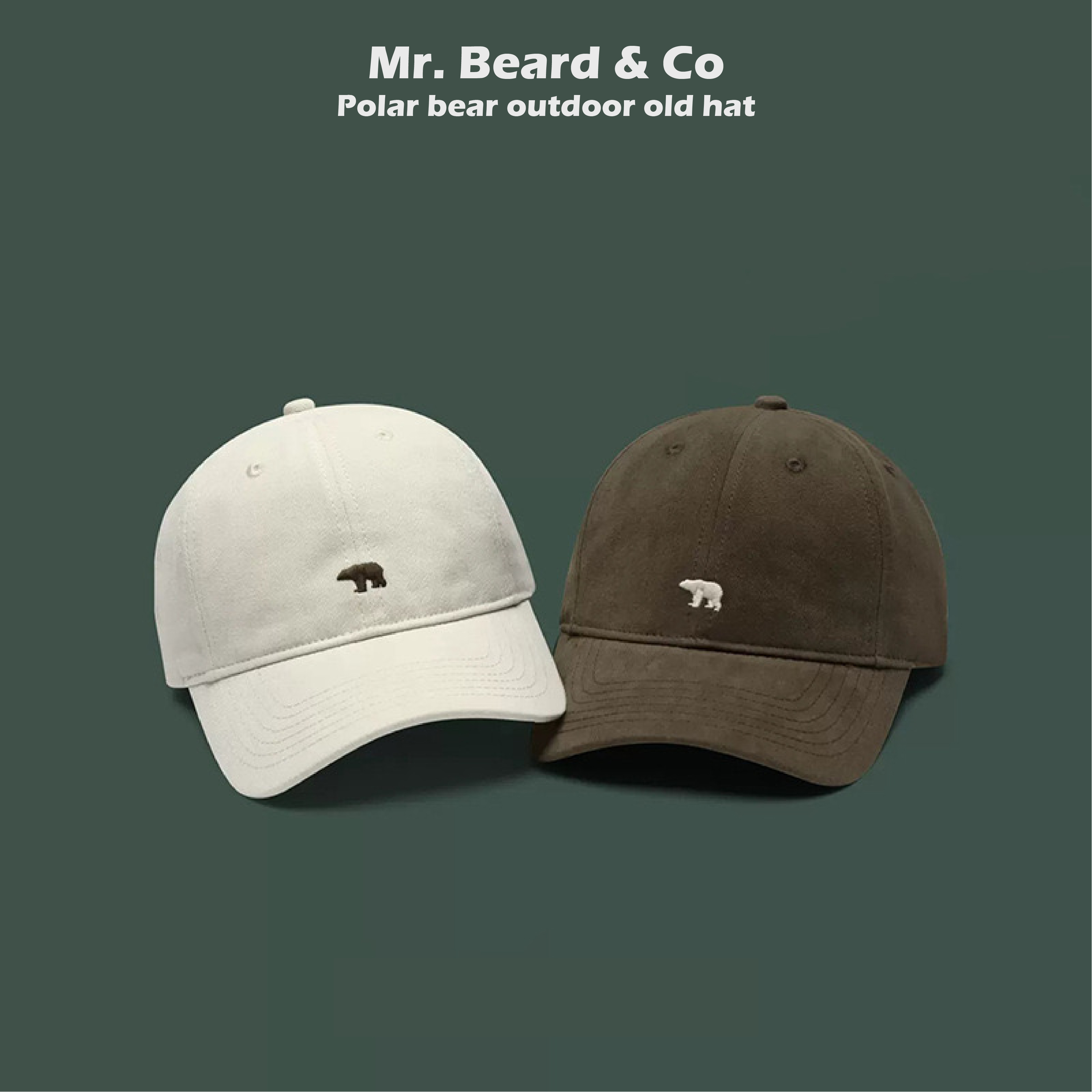 Unisex Polar Bear Baseball Cap - Adjustable Cotton Hat, Beige, Embroidery Design For Outdoor Sports