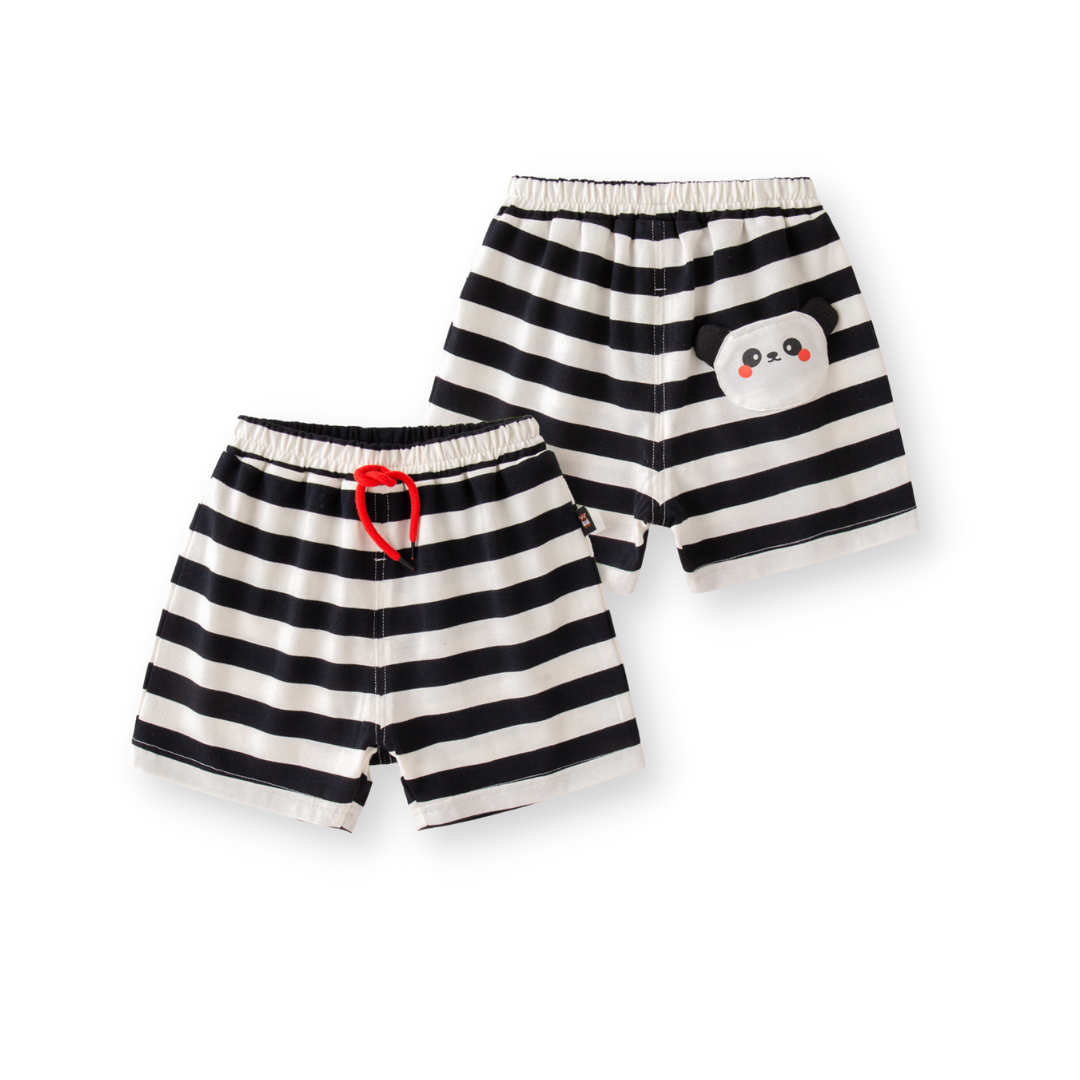 【限量】黑白條紋口袋熊貓-夏季棉質短褲(73-120)