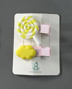 A204YW_SS23_C🍭☁️黃色棒棒糖+黃色雲朵髮夾(2pcs)