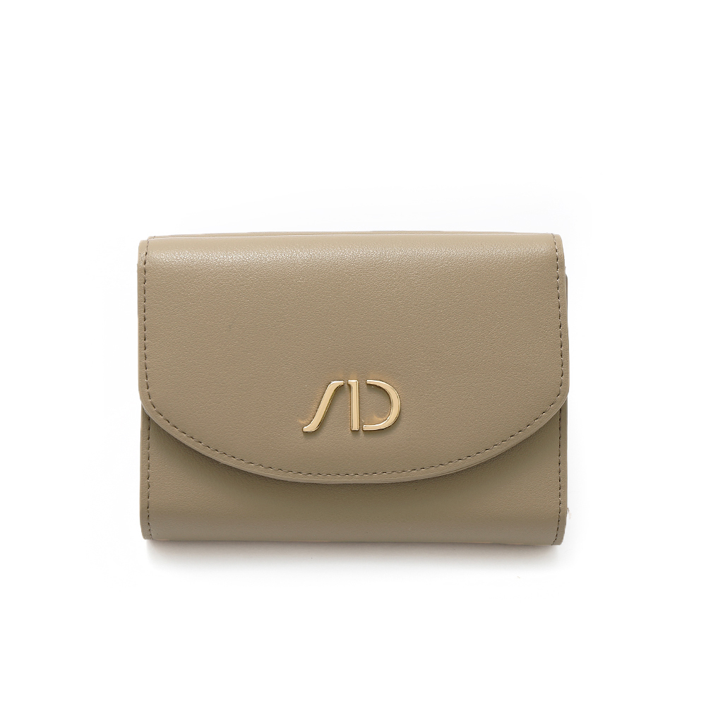 韓系時尚雙面真皮三折短夾 摩卡啡