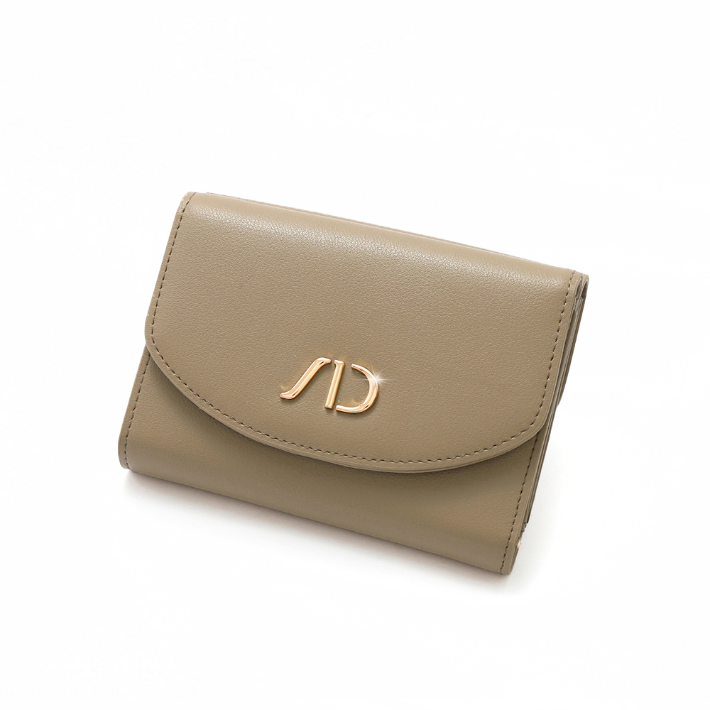 韓系時尚雙面真皮三折短夾 摩卡啡