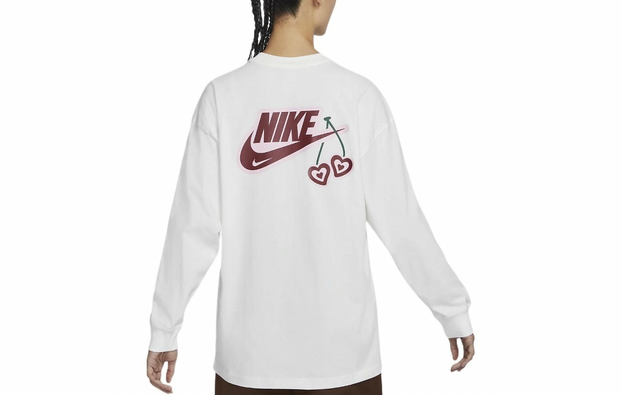 NIKE 情人節系列 後背印花 圓領長袖 上衣T 白色 FD9933-133 MAR-