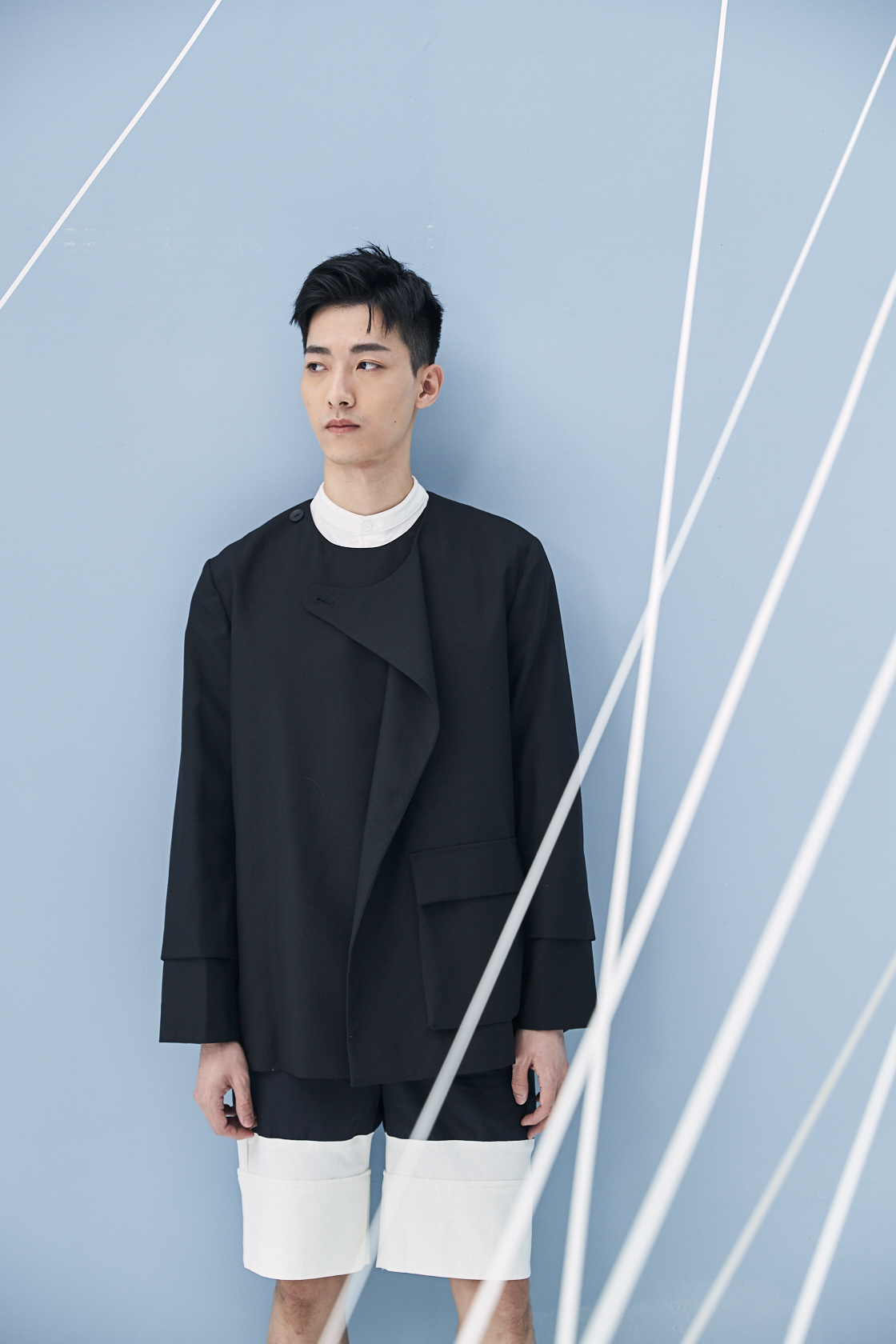 大口袋毛料西裝外套