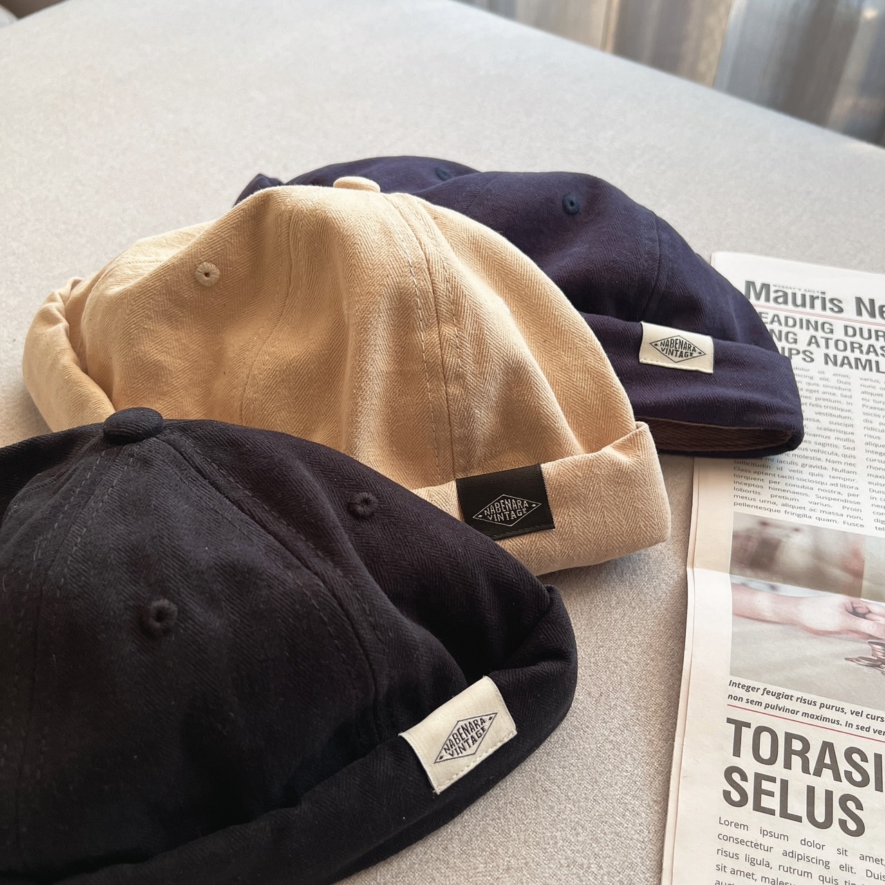 質感布標水兵帽/三色