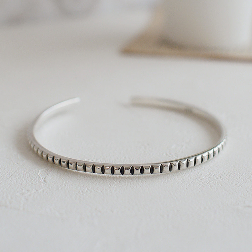 時光刻痕純銀手環/SB044