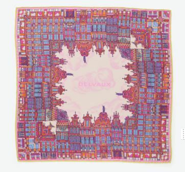 1DV0305-153 DELVAUX Scarf 55 The Grand Place in Silk Tw