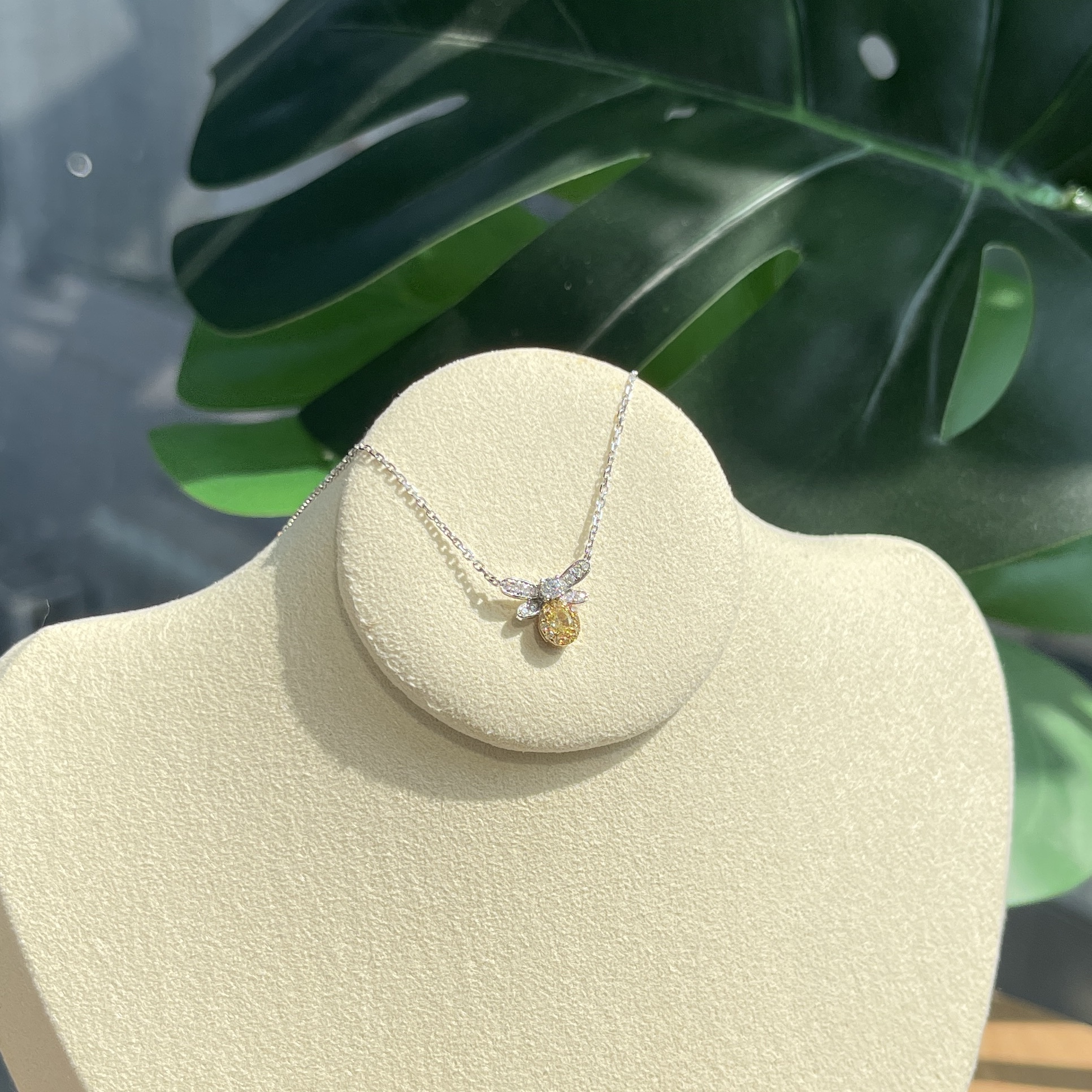 18K白金黃鑽項鍊