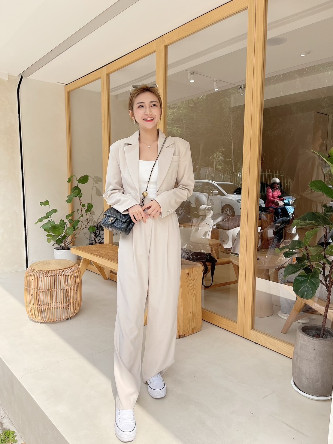 🔥03.08直播新品］♥️歐膩ㄉ最愛］🇰🇷正韓超美修身高質感西裝外套+寬褲（米杏/兩色，可分開購買）