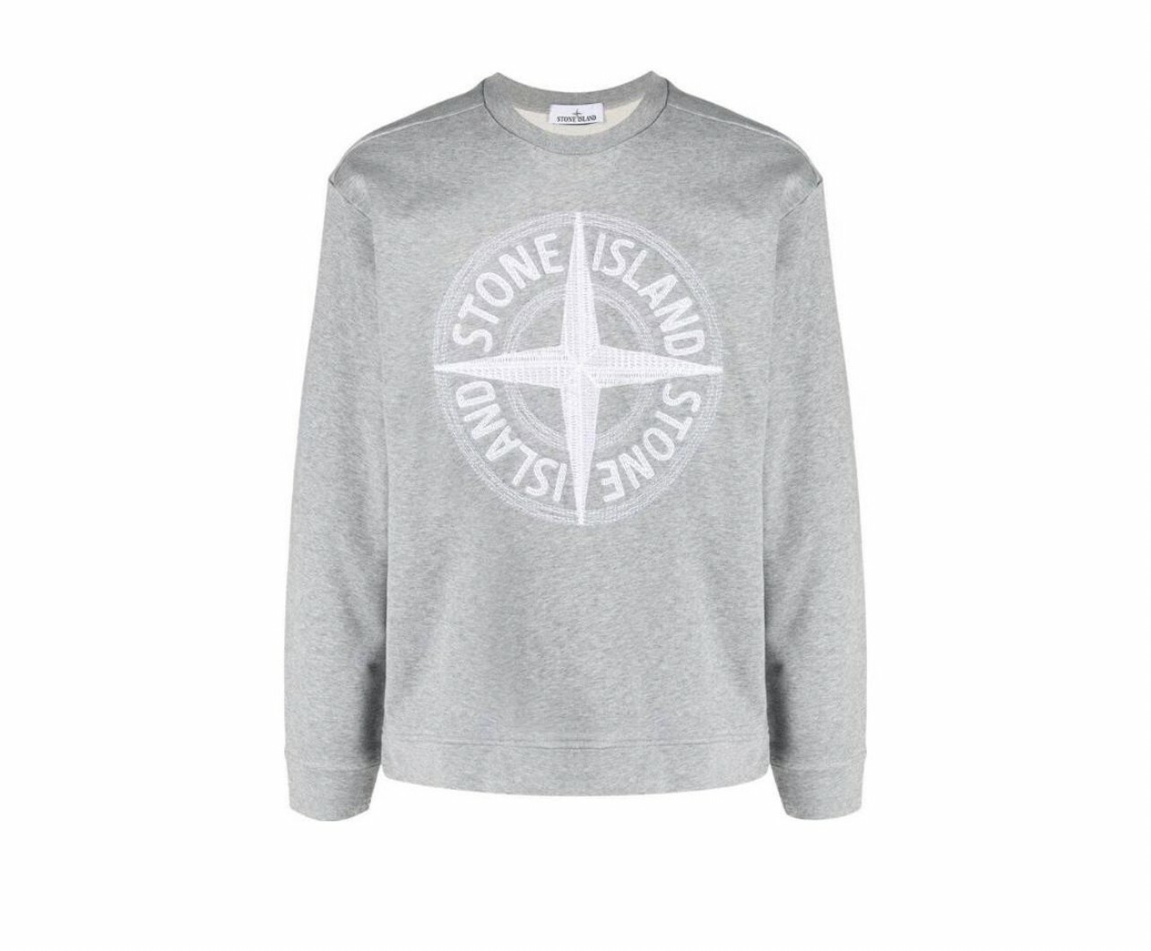 代購 STONE ISLAND SS23 純色圓領 圖案印花 長袖上衣 灰 男款 MAR-