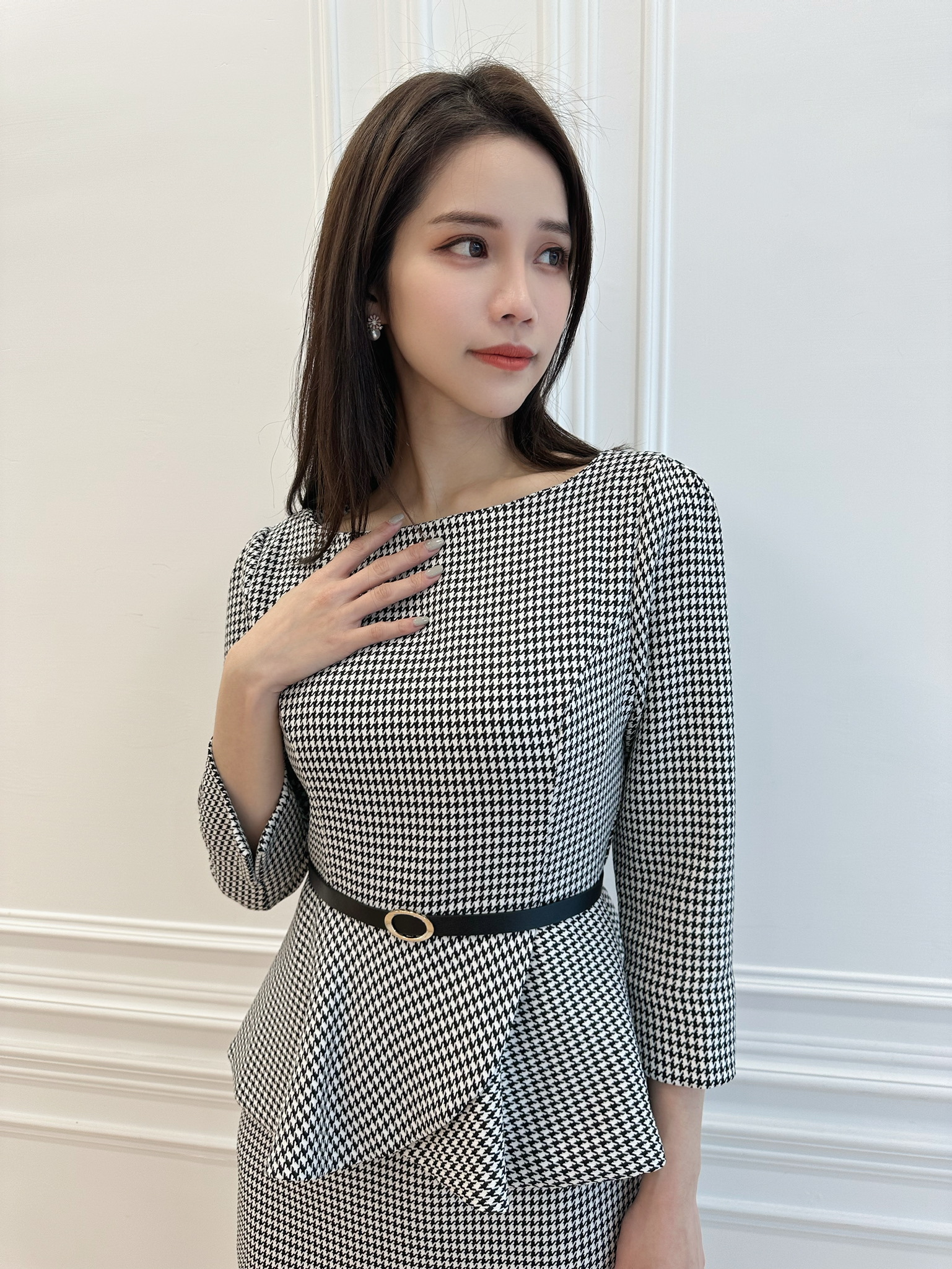 千鳥紋腰帶洋裝