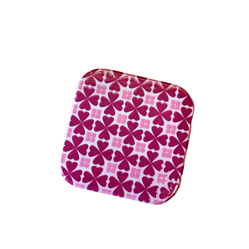 印象交易所 Wemember HK 陶瓷石紋杯墊 - 花格 紅| 紙皮石杯墊| 凹凸手感| 送禮自用 | 香港設計 台灣製造