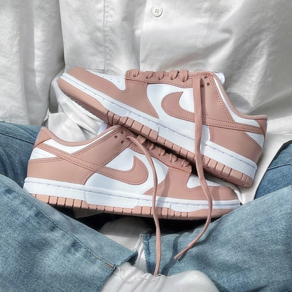 Nike Dunk Low 玫瑰耳語 乾燥玫瑰 粉色 玫瑰金 香檳 皮革 低筒 DD1503-118 IMPACT