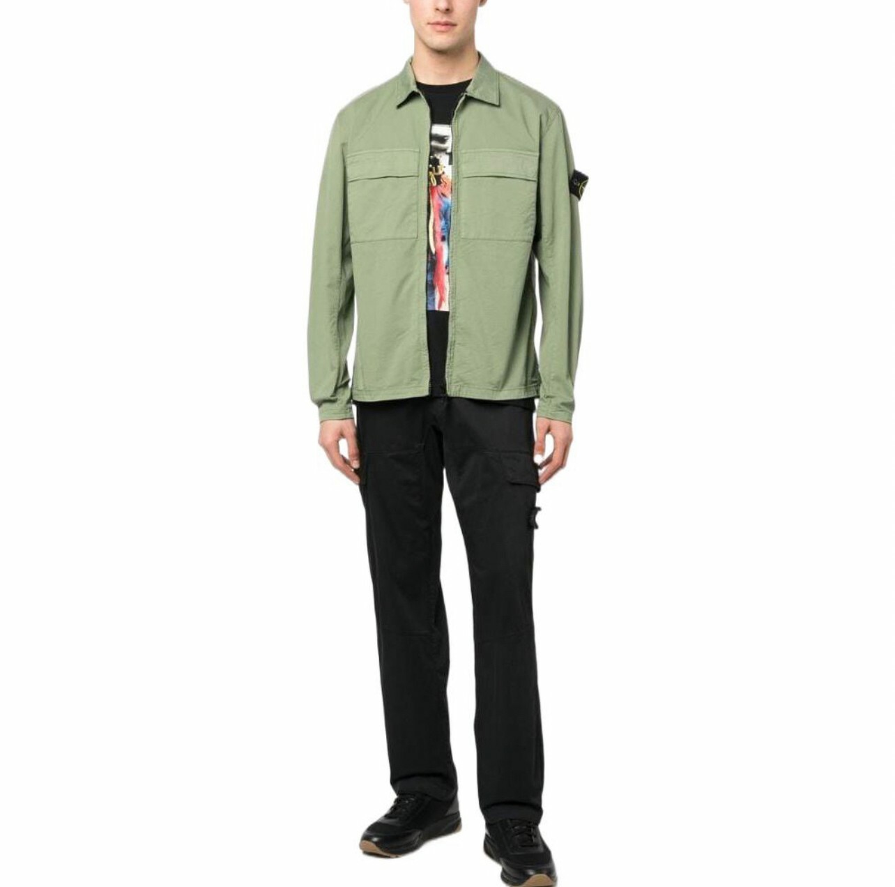 代購 STONE ISLAND SS23 純色口袋長袖 襯衫式 夾克 外套 男款 淺綠色 MAR-