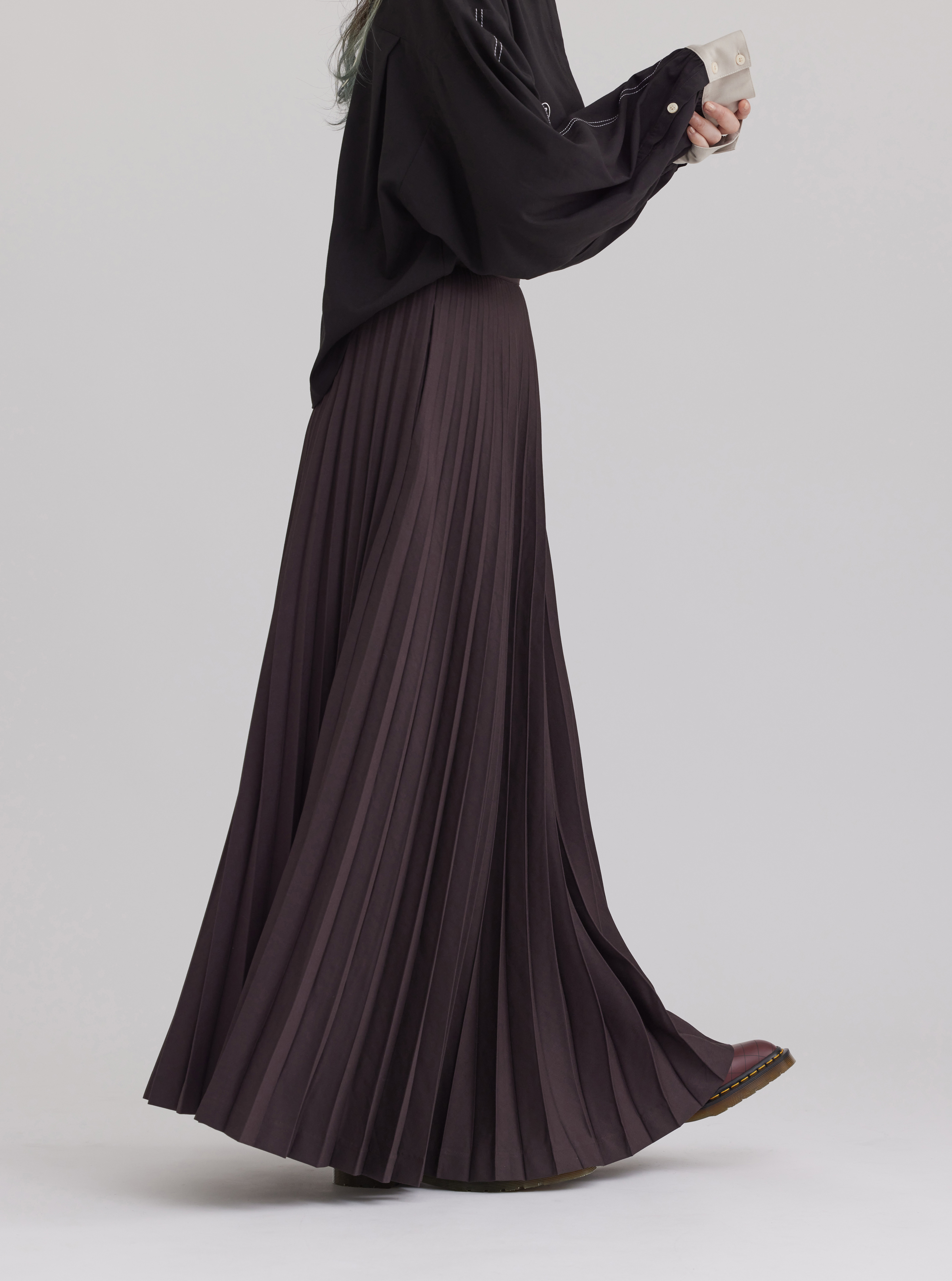 Pleated Maxi Skirt | Chocolate