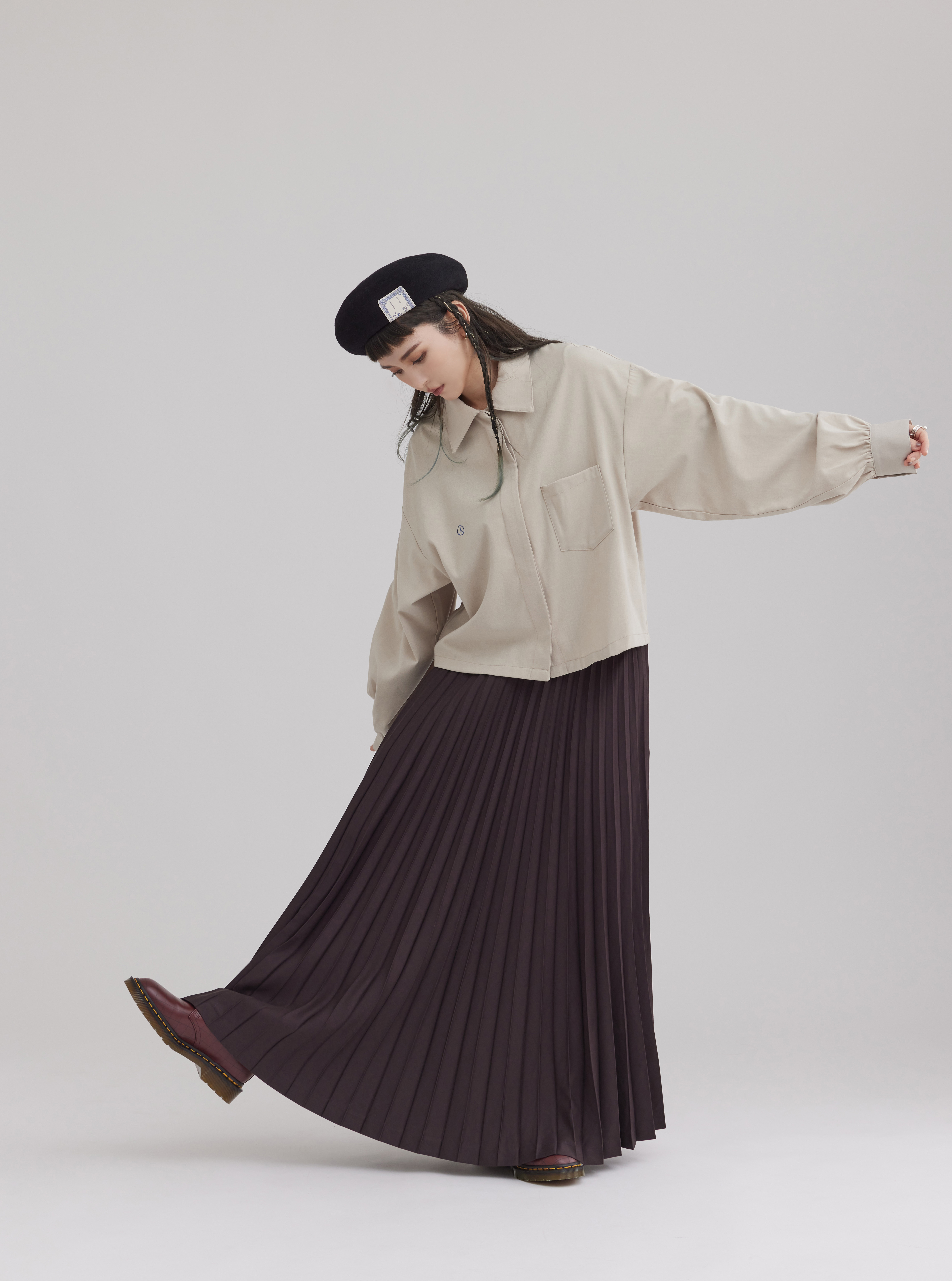 Pleated Maxi Skirt | Chocolate