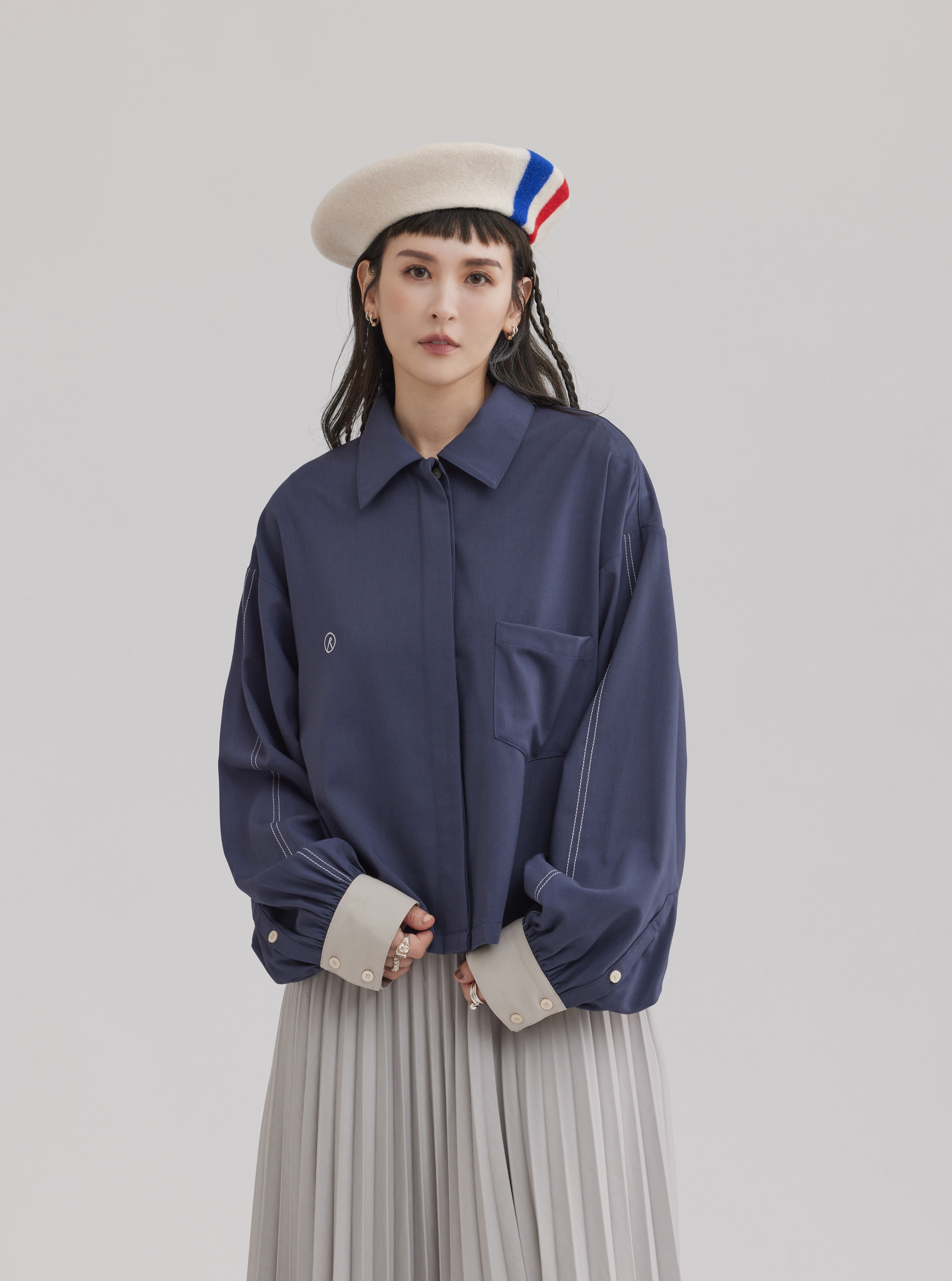 Puff-Sleeved Buttoned Blouse | Woaded blue