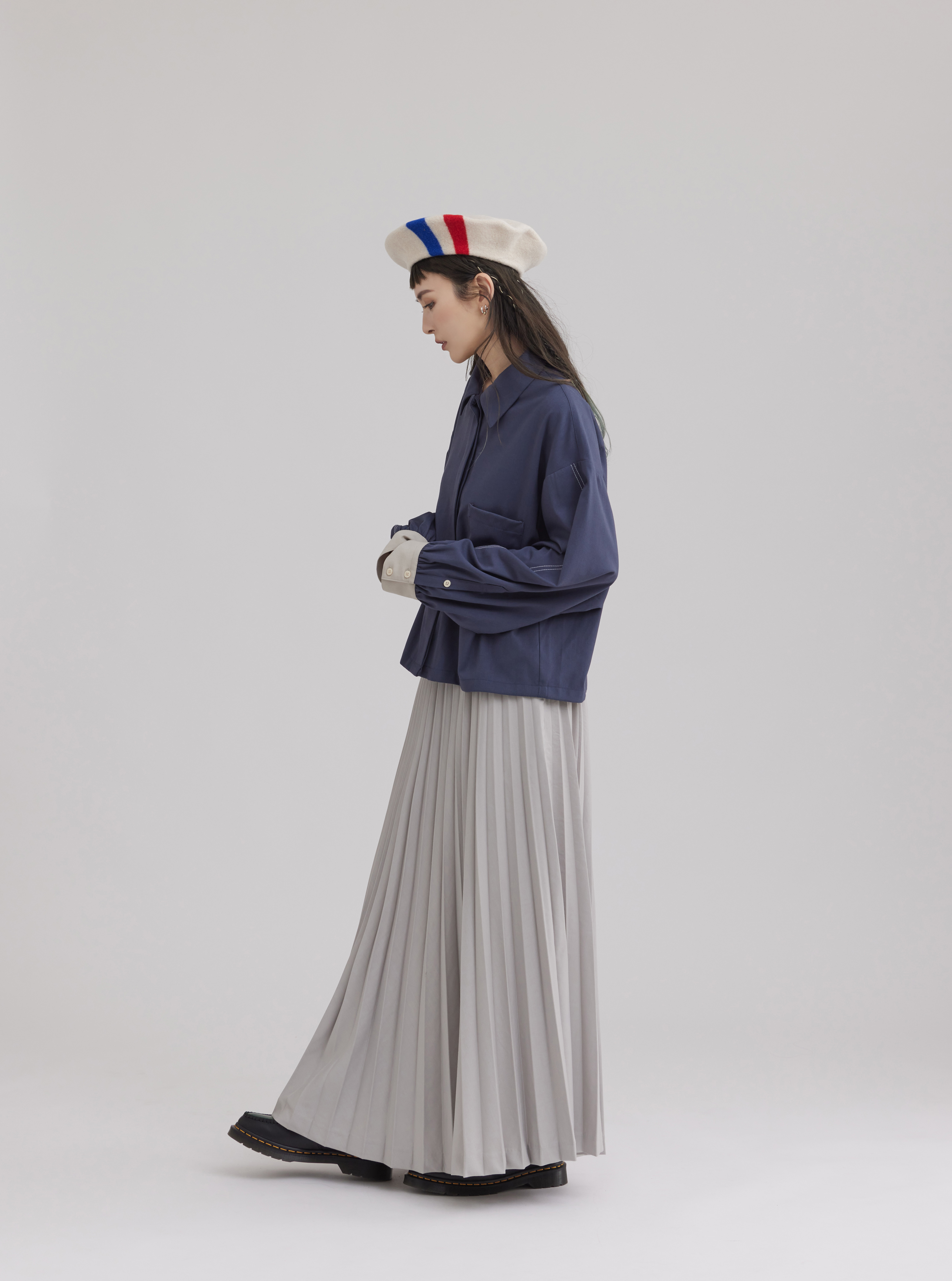 Puff-Sleeved Buttoned Blouse | Woaded blue