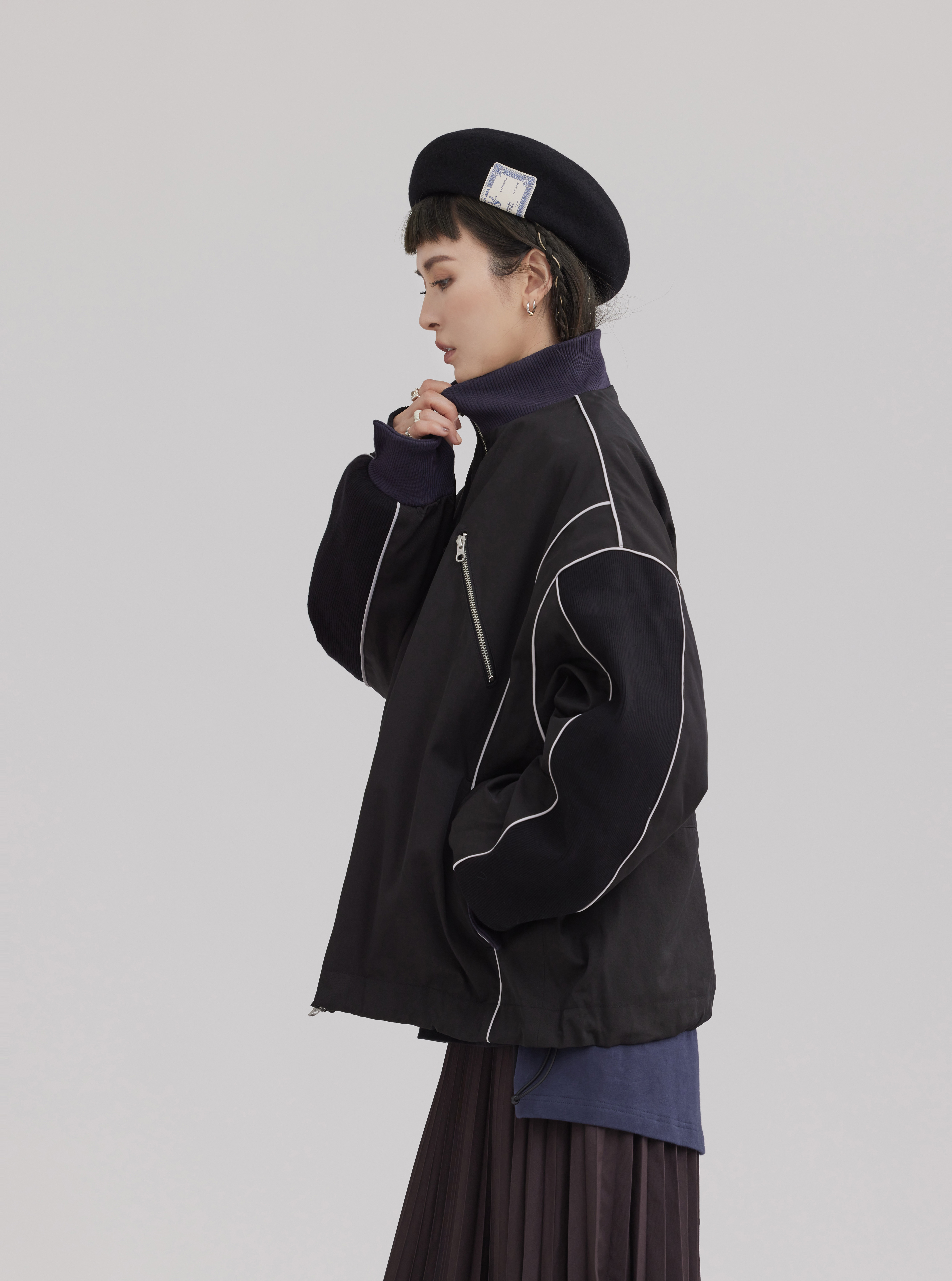 March Stand Collar Jacket | Black