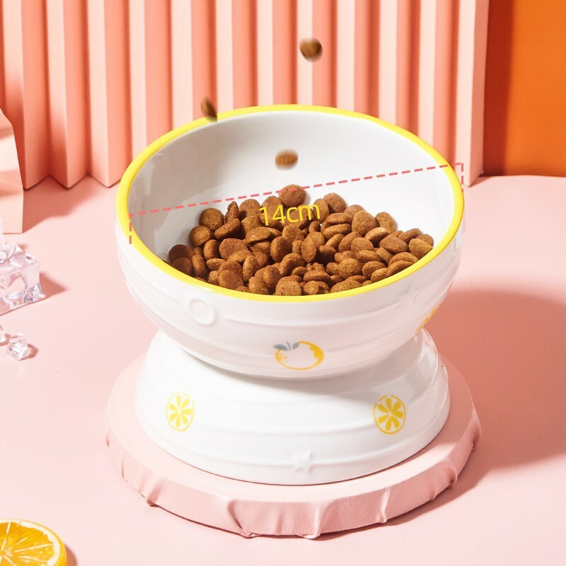 HOCC宠物高脚碗 水果设计图案 陶瓷高脚碗