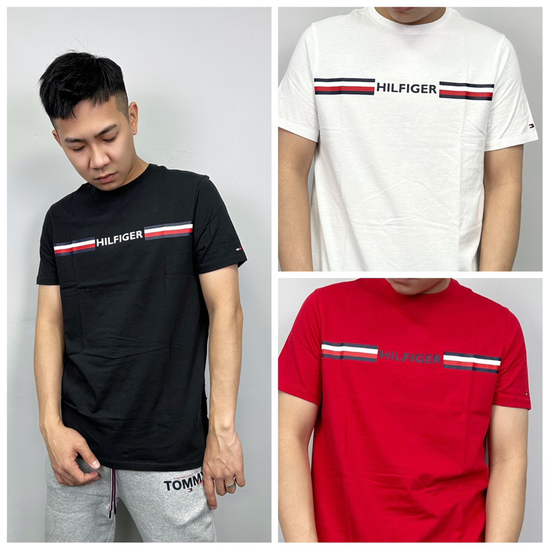 Tommy Hilfiger 經典色橫條字母 短袖T恤 短T