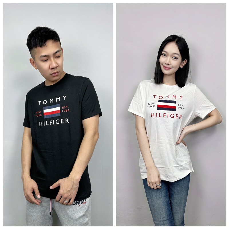 Tommy Hilfiger 橫條國旗大Logo 短袖T恤 短T