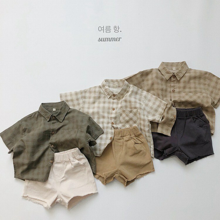 無印風夏季格紋襯衫