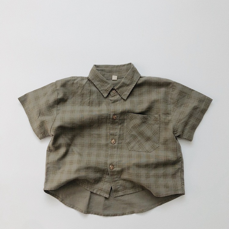 無印風夏季格紋襯衫