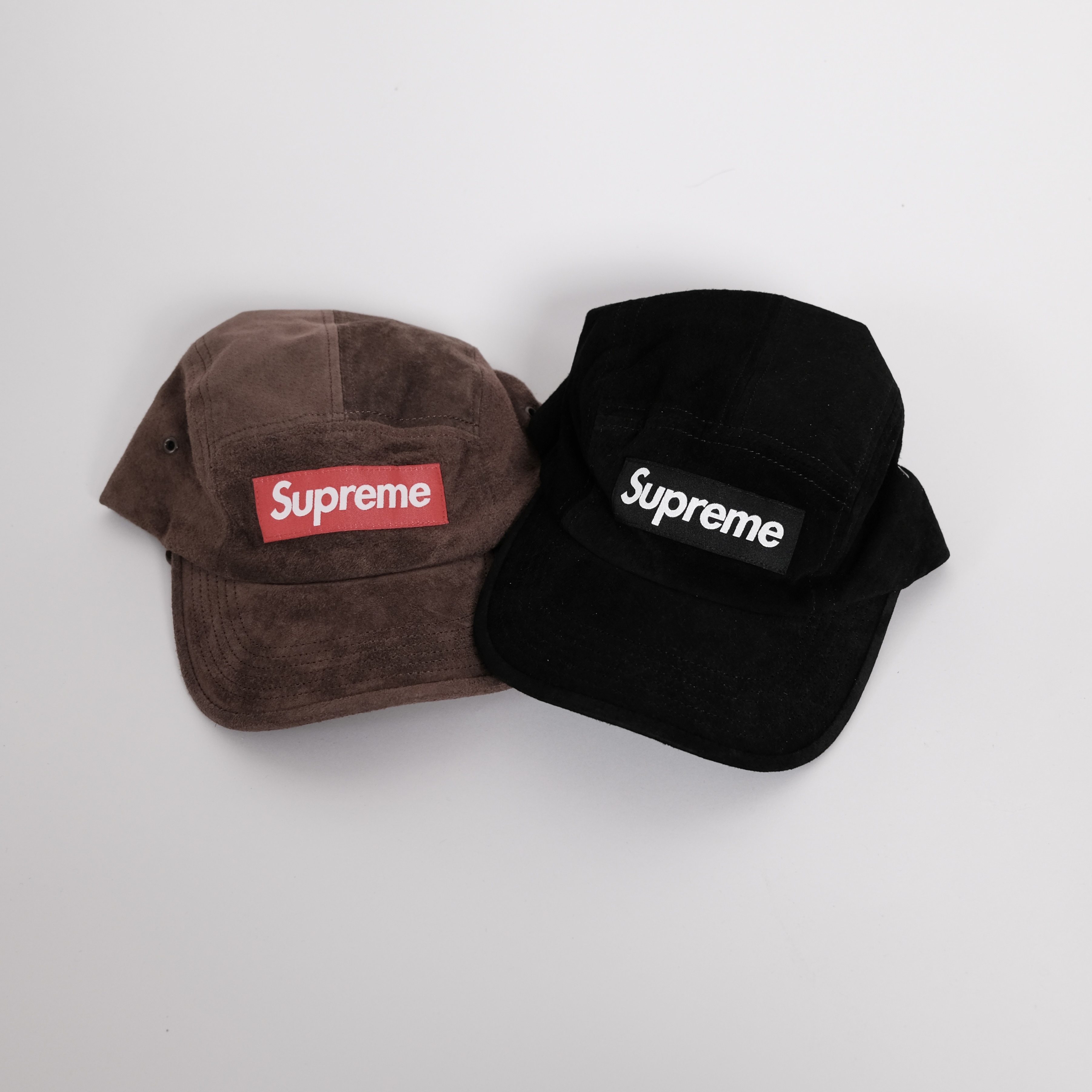 SUPREME SUEDE CAMP CAP 麂皮分割帽黑/咖啡-SS23H11