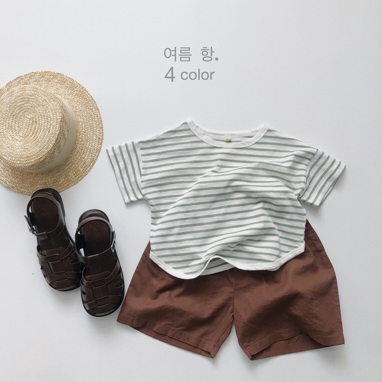 小清新竹節棉條紋上衣