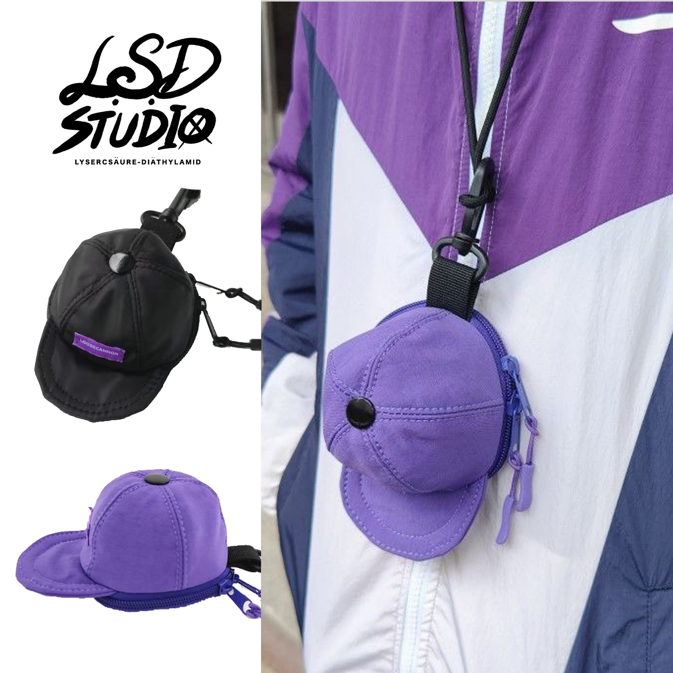 【BGDD001】迷你棒球帽造型掛頸收納包