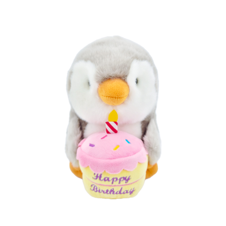 Penguin Plush With Birthday Cake