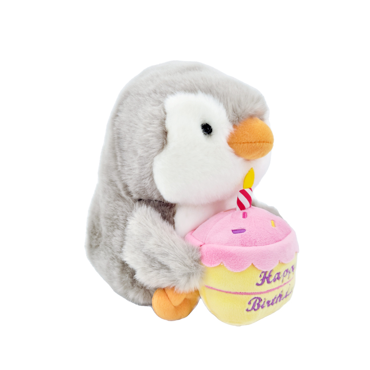 Penguin Plush With Birthday Cake