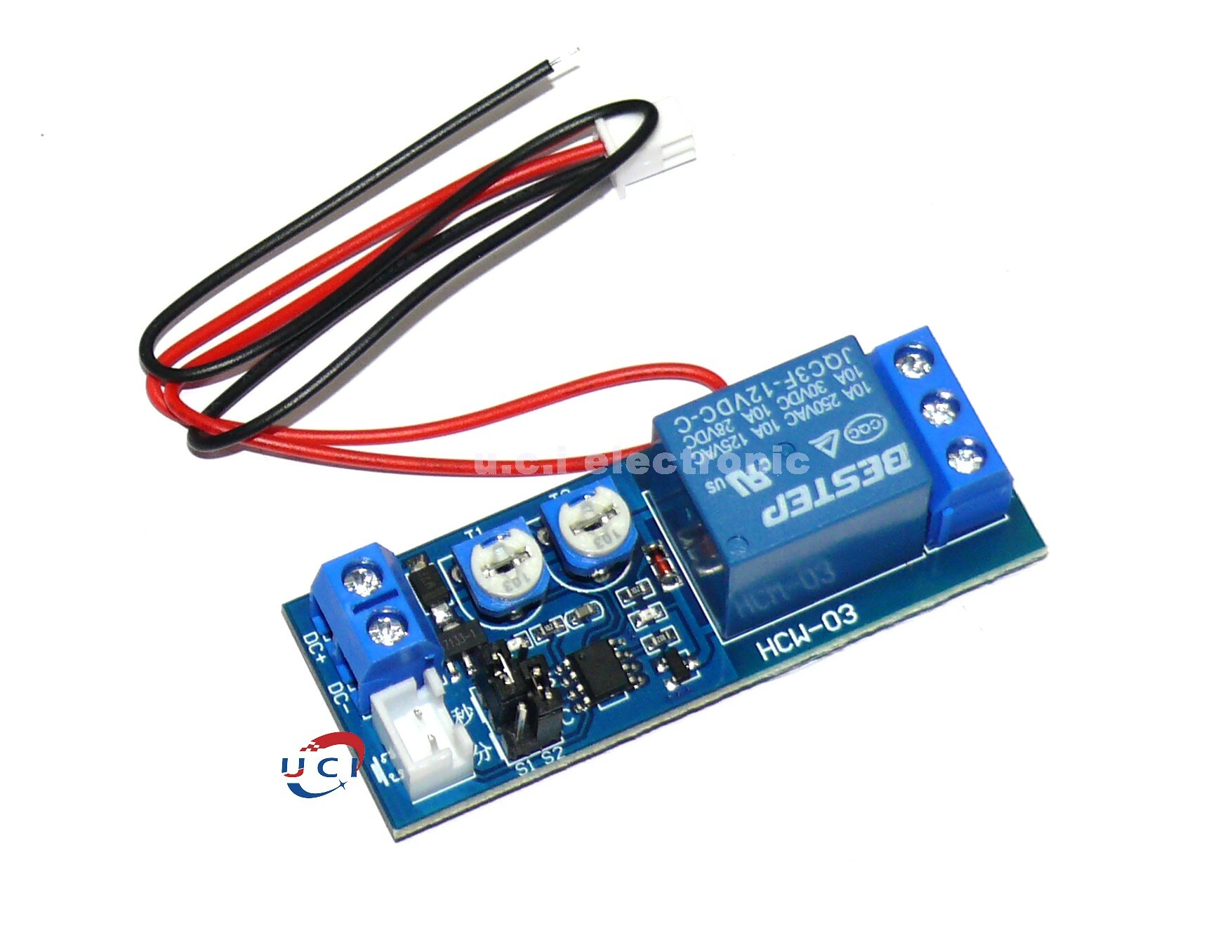 【UCI電子】(11-2)  HCW-03 12V無限迴圈 單次 延時雙可調 多功能繼電器模組 延時電路 延時繼電器