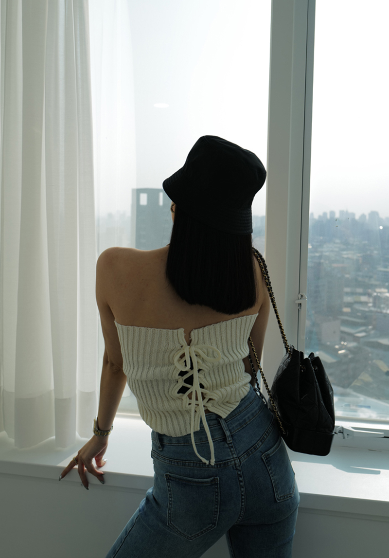 高磅針織綁帶外搭平口背心*3色