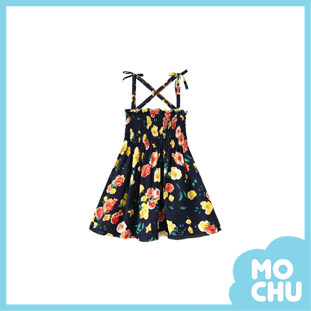 黑紅花花吊帶連衣裙