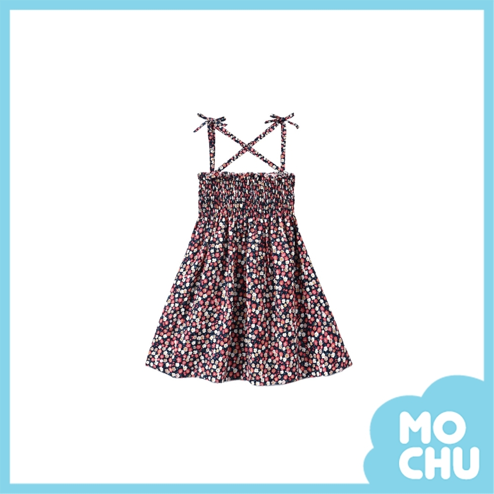 黑白碎花吊帶連衣裙