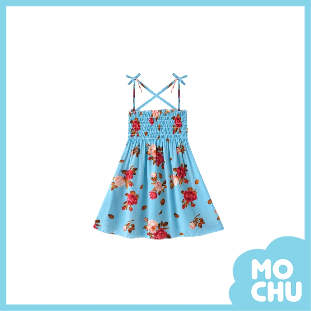 玫瑰天藍吊帶連衣裙