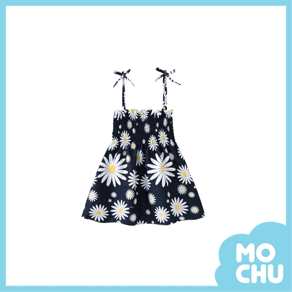 白白雛菊吊帶連衣裙