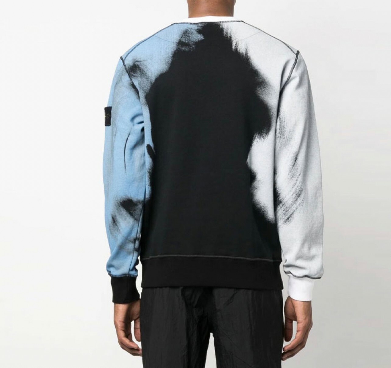 代購 STONE ISLAND FW22 混合LOGO 印花侵蝕染色圖 大學T 男款 藍 MAR-