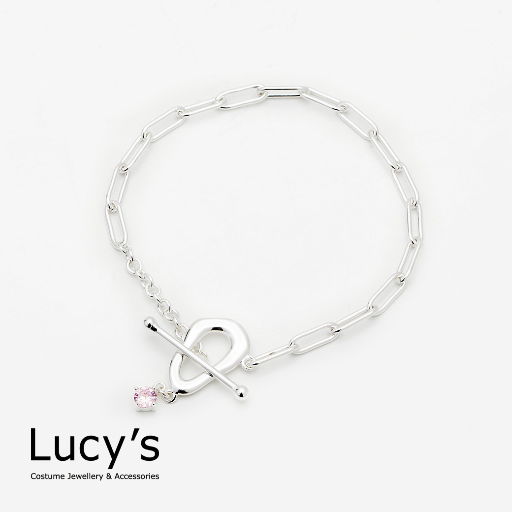 Lucys-925純銀不規則單鑽T扣手鍊(五色) (105754/105755/98609/99354)