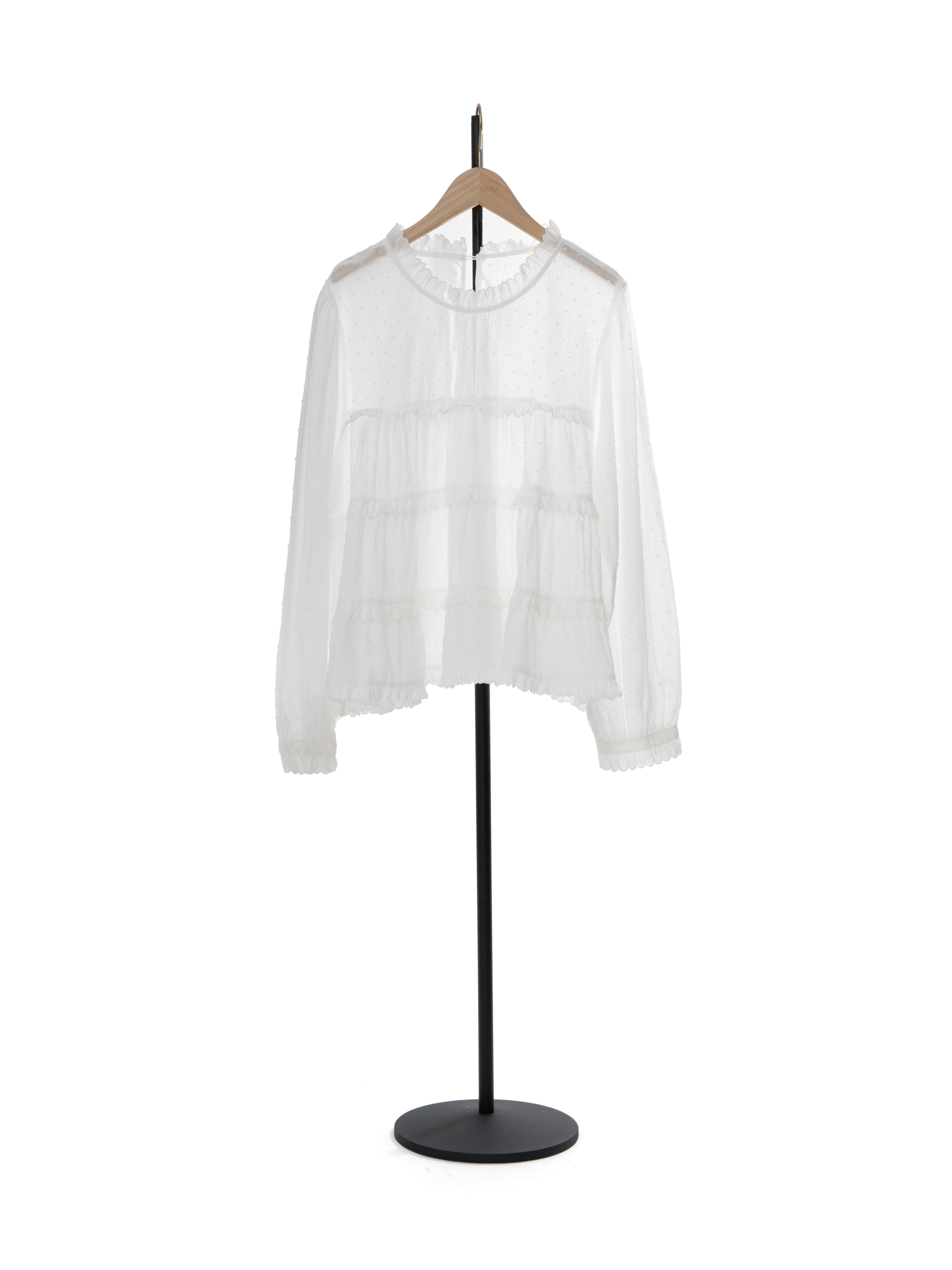 小波浪邊層層暗點上衣 （現貨款式）