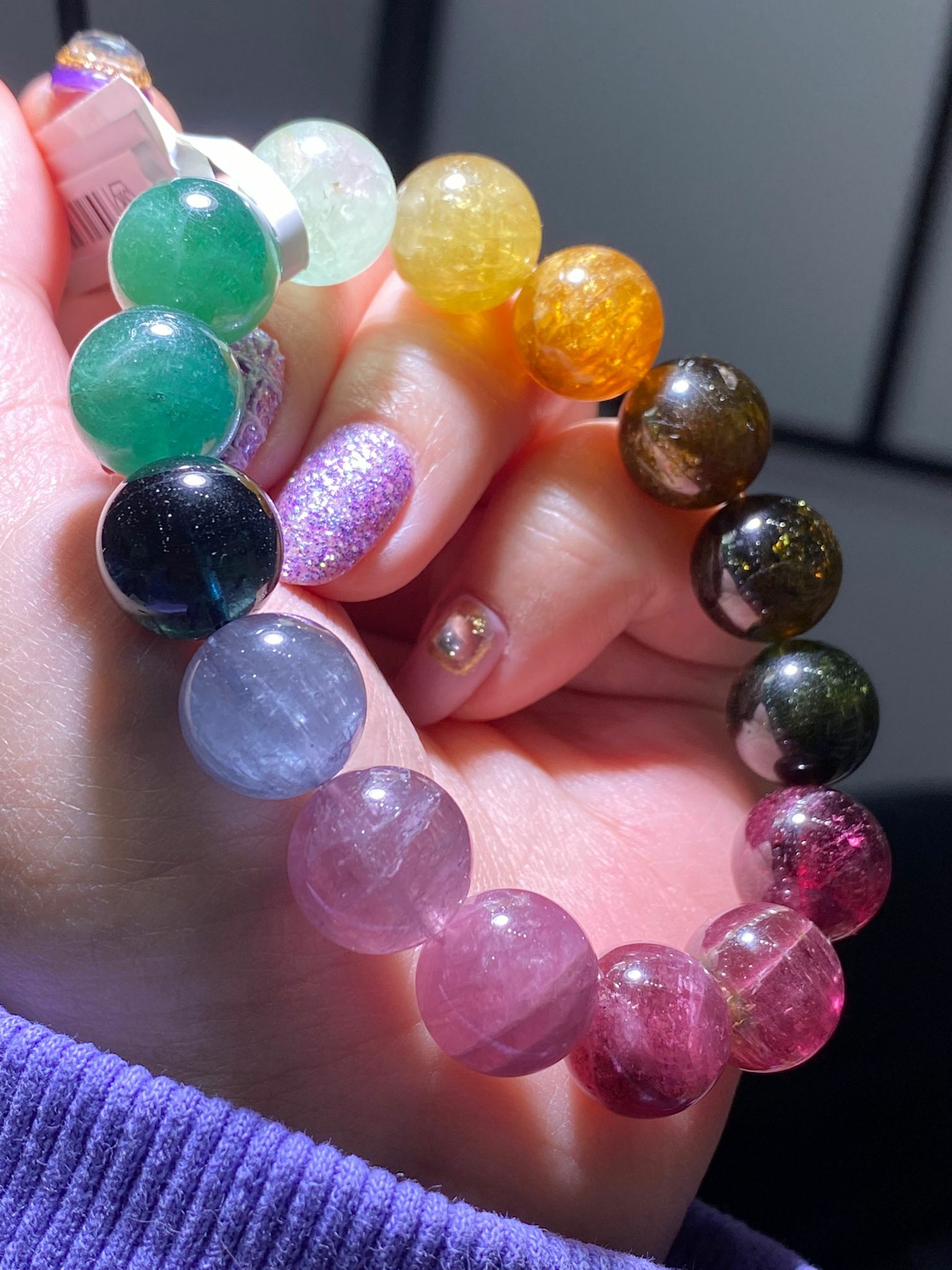 13.3-13.5mm(A) 大珠彩虹碧璽