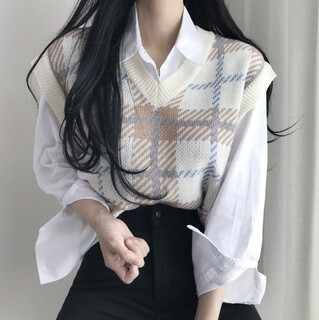(現貨) 格仔針織背心