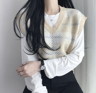 (現貨) 格仔針織背心