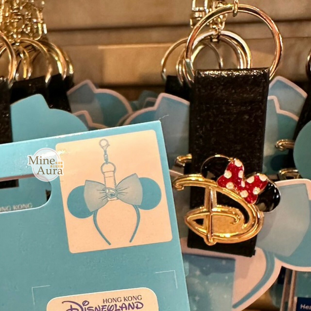 迪士尼 Disney 米奇頭 經典標誌 D Logo 米奇 Mickey 米妮 Minnie 白底 鑰匙圈 吊飾 髮圈髮箍 固定環 -香港迪士尼樂園