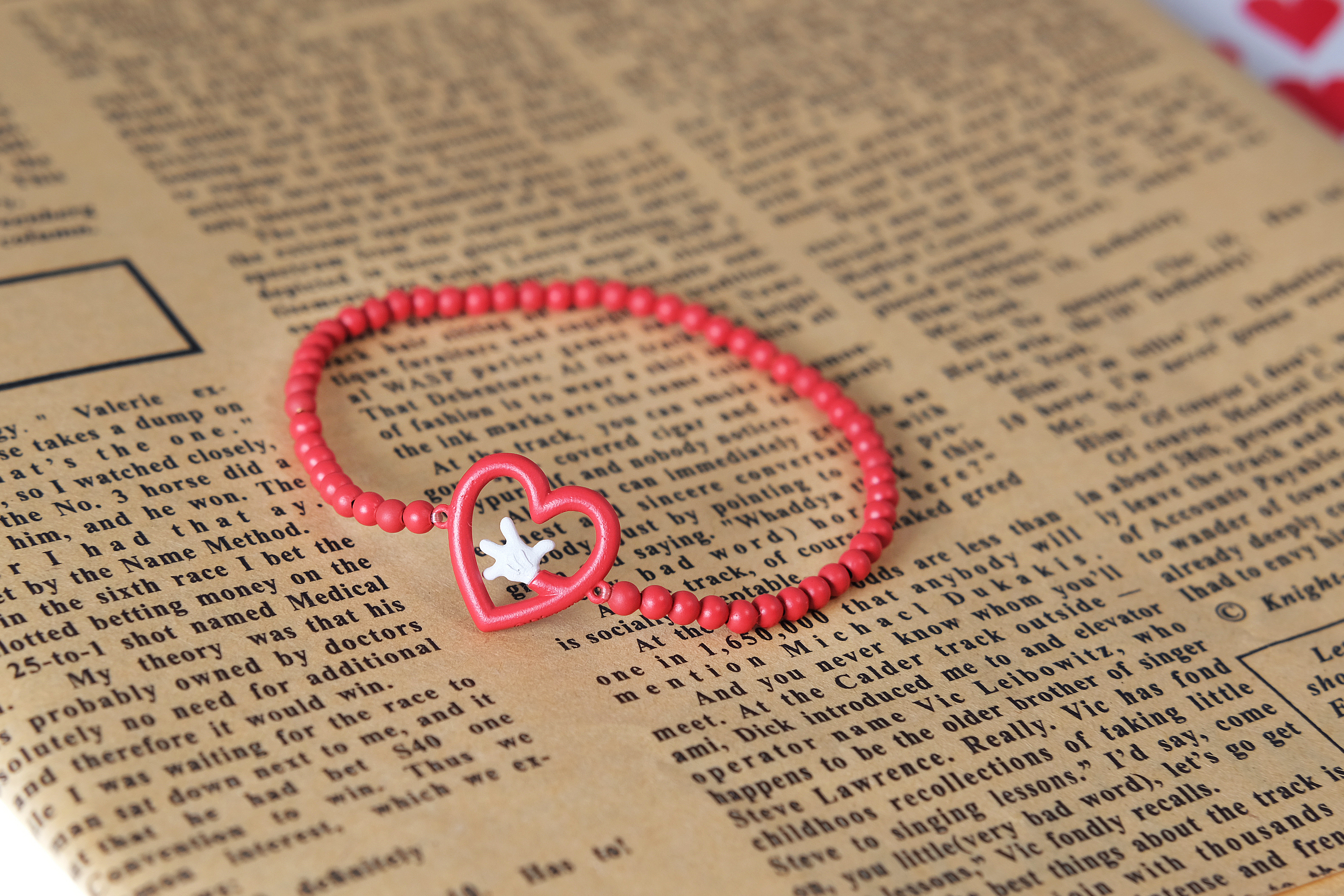 Mickey Hand with Heart Bracelet -  Red