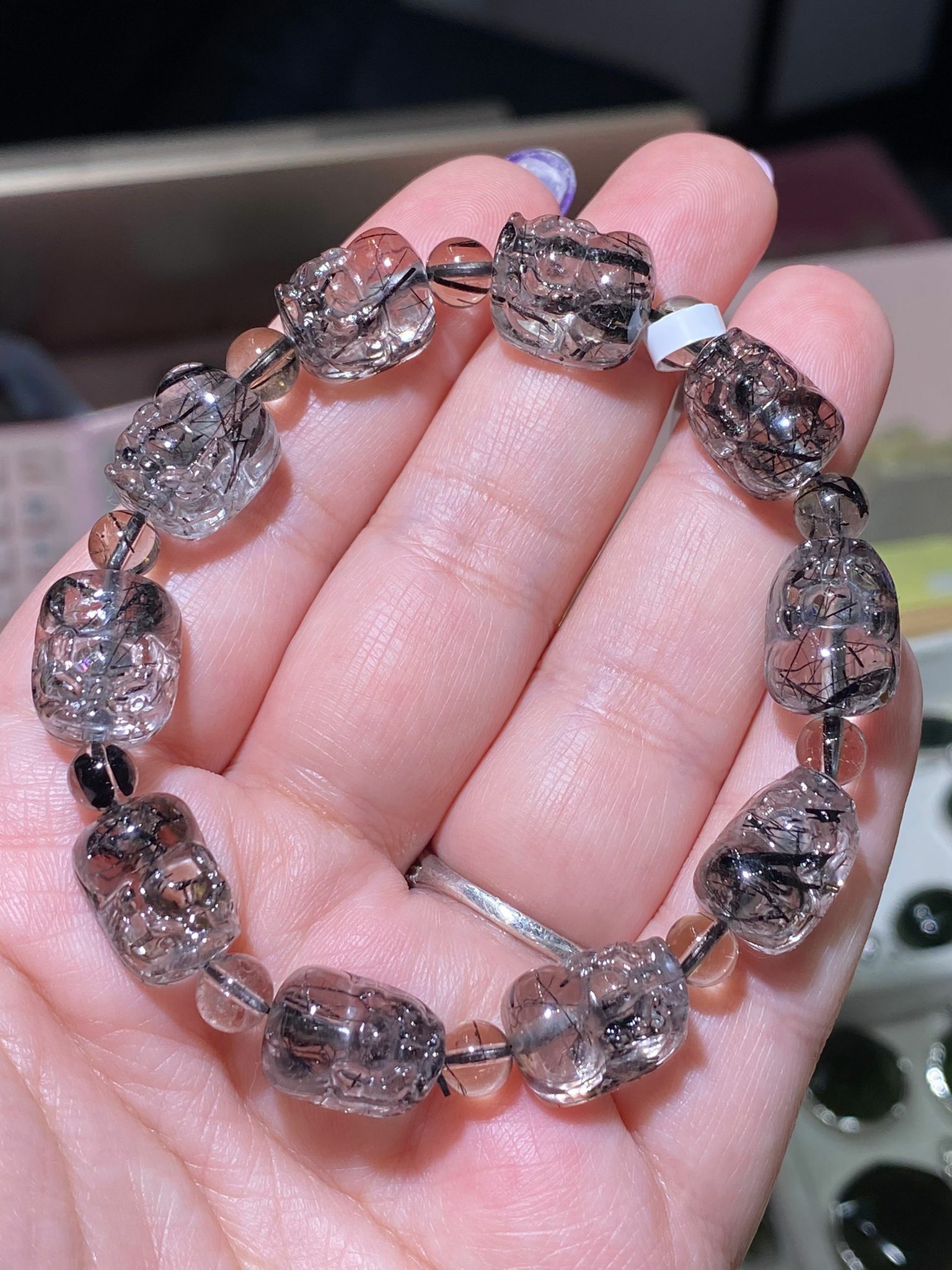 10+~11mm黑髮晶貔貅手串(B)